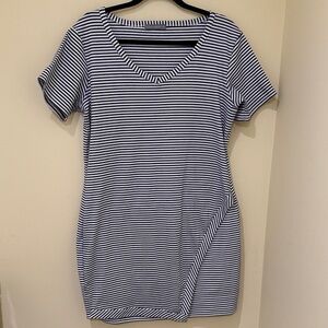 Loveappella Women’s Short Sleeve Striped Women’s Mini Dress Size Large Stretch